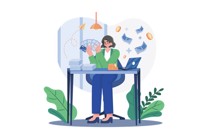 Girl Getting A Business Loan  Illustration