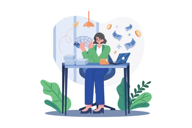 Girl Getting A Business Loan  Illustration