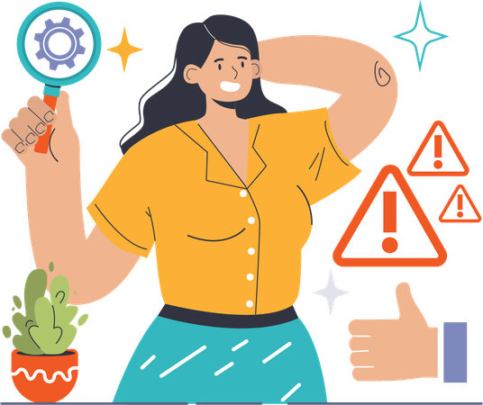 Girl getting alert during business optimization  Illustration