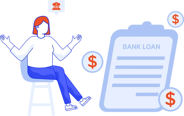 Girl getting Bank Loan Successfully  Illustration