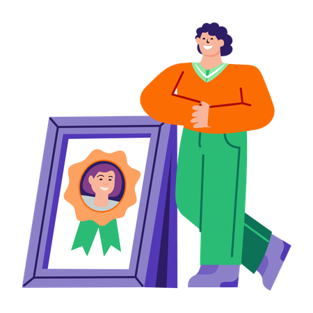 Girl getting best employee award  Illustration