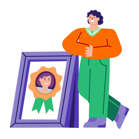 Girl getting best employee award  Illustration
