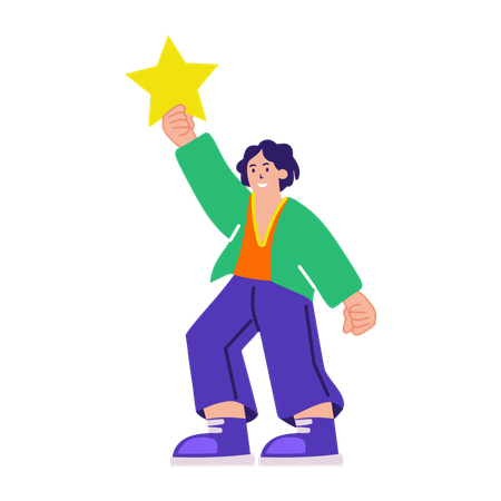 Girl getting best performer star  Illustration