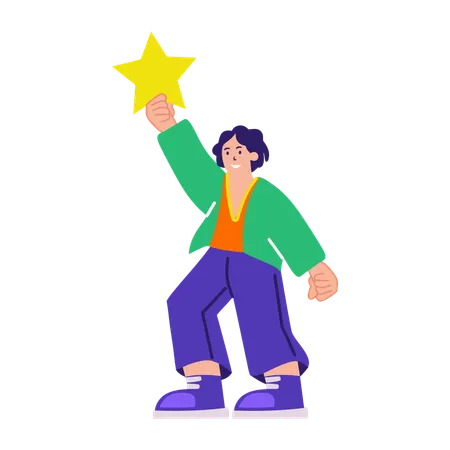 Girl getting best performer star  Illustration