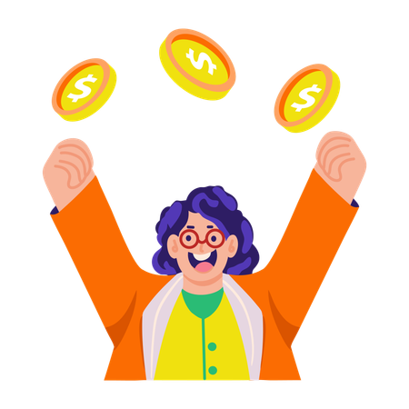 Girl getting bonus incentive  Illustration