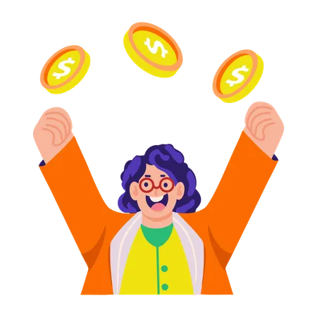 Girl getting bonus incentive  Illustration