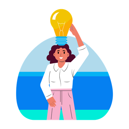 Girl getting bright idea  Illustration