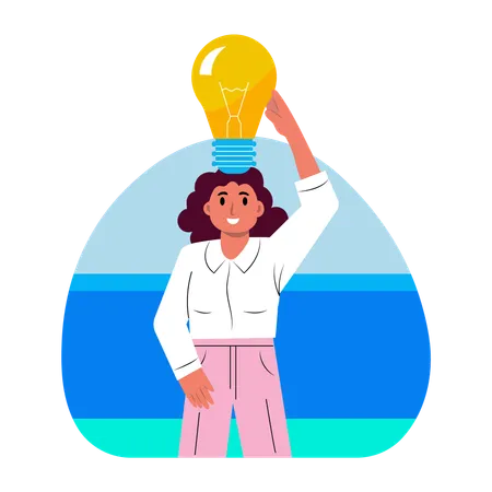 Girl getting bright idea  Illustration