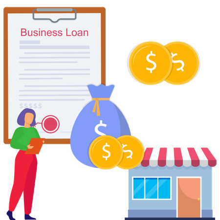 Girl getting business loan  Illustration