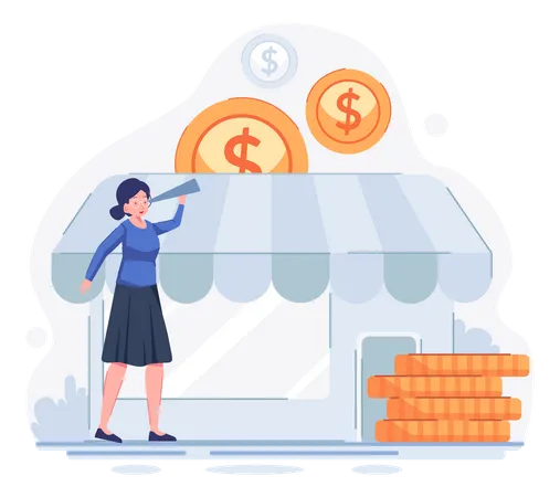 Girl getting business loan  Illustration