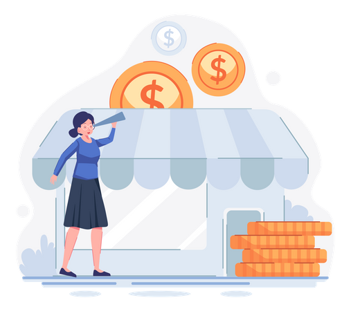 Girl getting business loan  Illustration