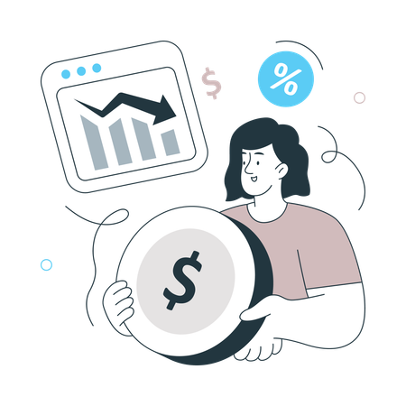 Girl getting Business Recession  Illustration