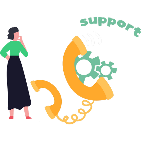 Girl Getting Call From Support Center  Illustration