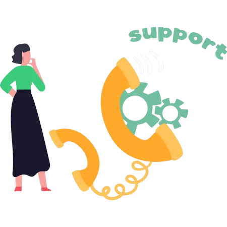 Girl Getting Call From Support Center  Illustration