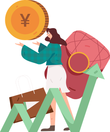 Girl getting cash back  Illustration