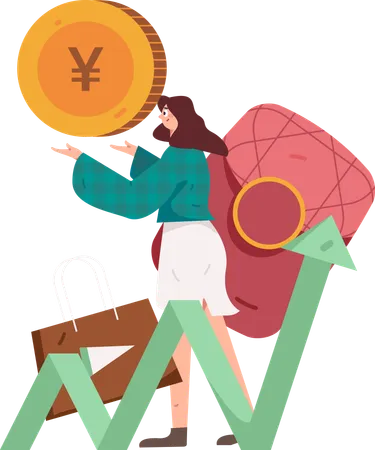 Girl getting cash back  Illustration