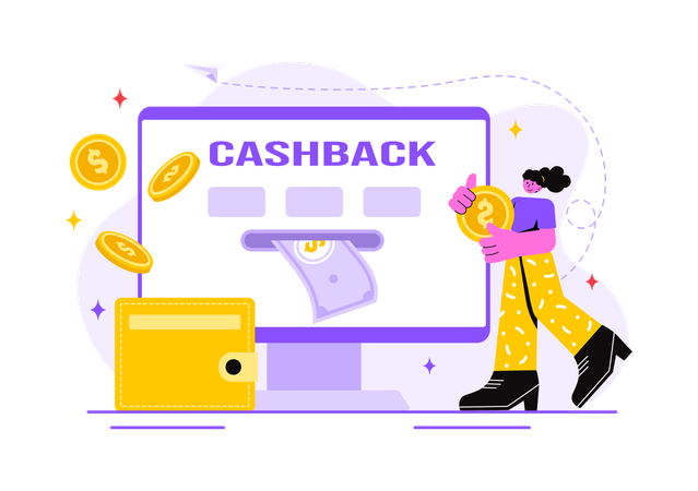 Girl getting cash back  Illustration