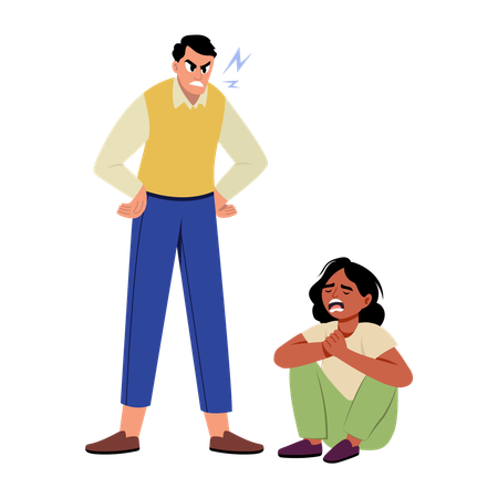 Girl getting childhood trauma  Illustration