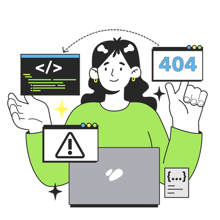 Girl getting code error  Illustration