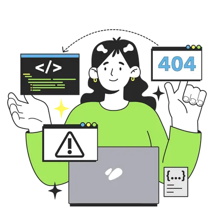 Girl getting code error  Illustration