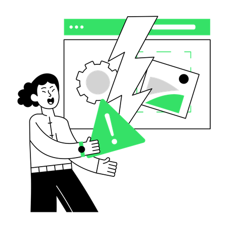 Girl getting Content Error  Illustration
