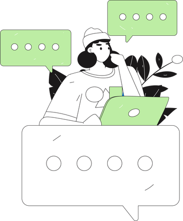 Girl getting customer message  Illustration