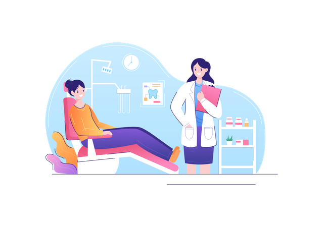 Girl getting dental treatment  Illustration