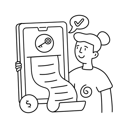 Girl getting digital receipt  Illustration