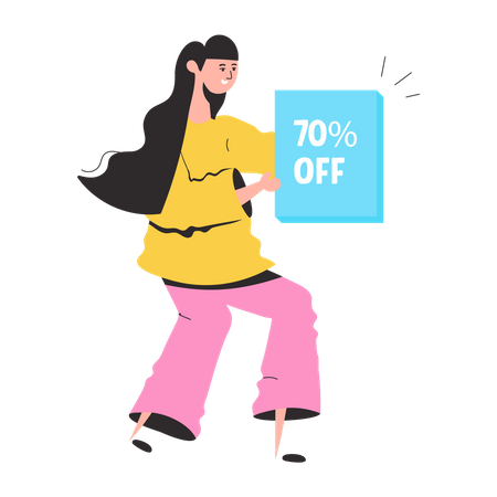 Girl getting Discount Offer  Illustration