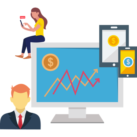 Girl Getting Earning Statement  Illustration