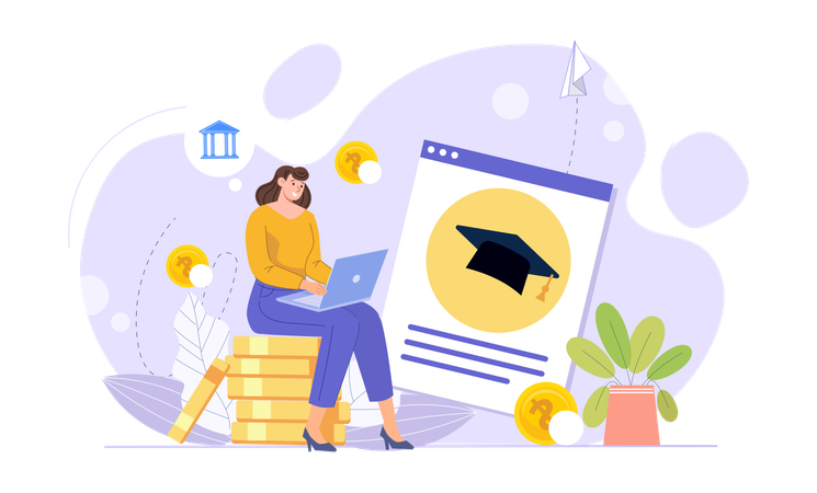 Girl getting education loan  Illustration