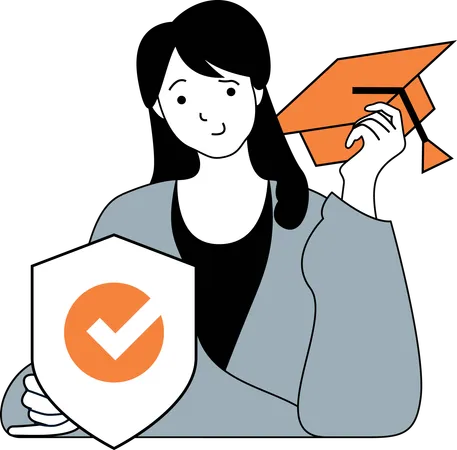 Girl getting education security  Illustration