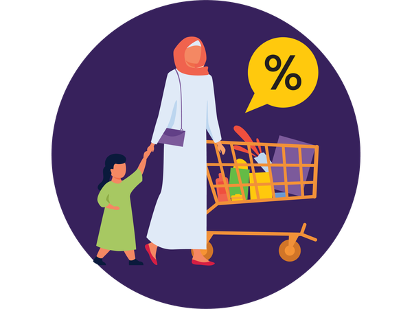 Girl getting Eid Discount  Illustration