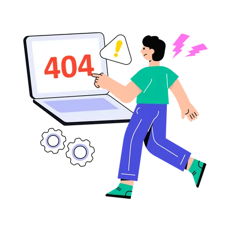 Girl getting Error 404  Illustration