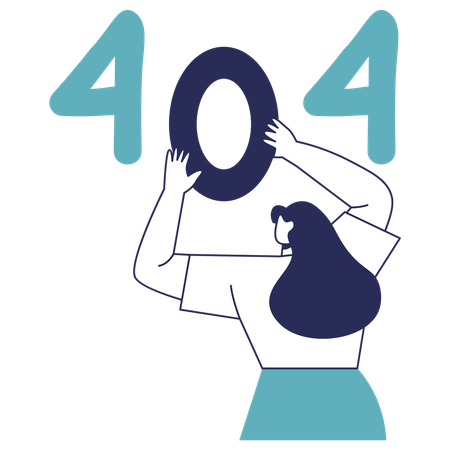 Girl getting Error 404  Illustration