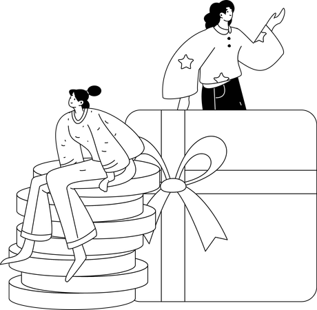 Girl getting exclusive discount while shopping  Illustration