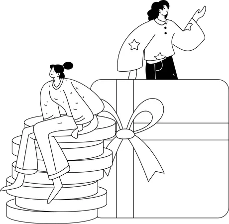 Girl getting exclusive discount while shopping  Illustration