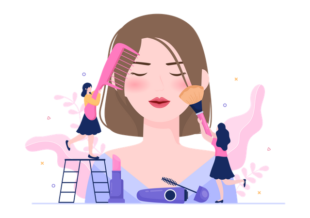 Girl getting facial beautification treatment  Illustration