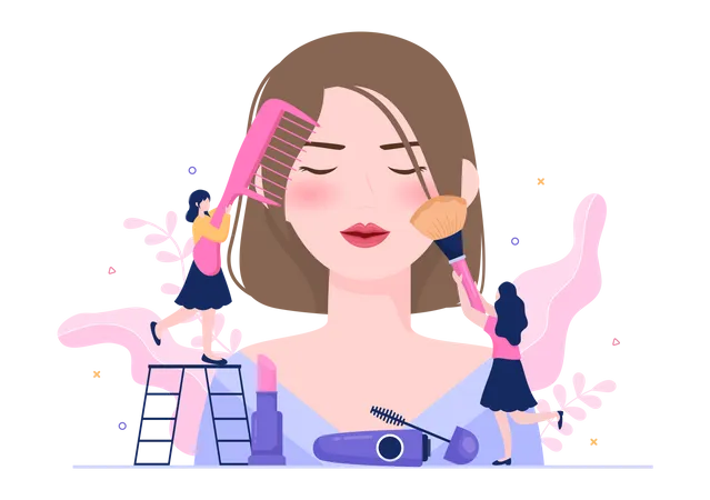 Girl getting facial beautification treatment  Illustration