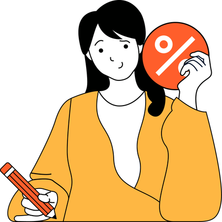 Girl getting financial discount  Illustration