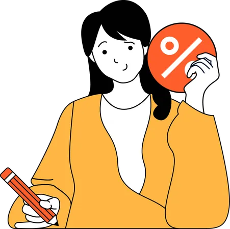 Girl getting financial discount  Illustration