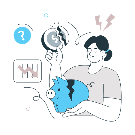 Girl getting financial loss  Illustration