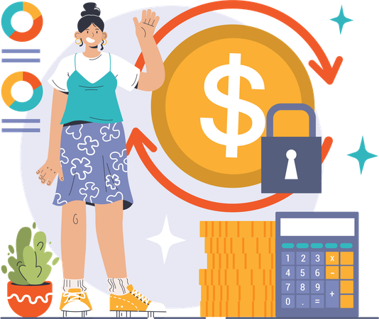 Girl Getting financial profit  Illustration