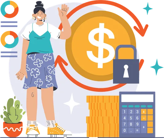 Girl Getting financial profit  Illustration