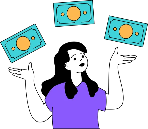 Girl getting financial profit  Illustration