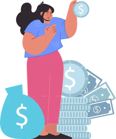 Girl getting financial profit  Illustration