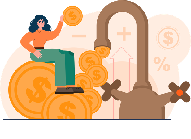 Girl getting financial profit  Illustration