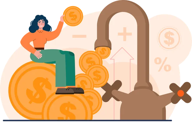 Girl getting financial profit  Illustration