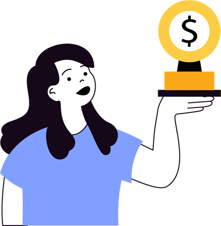 Girl getting financial trophy  Illustration