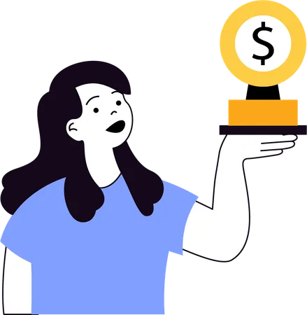 Girl getting financial trophy  Illustration